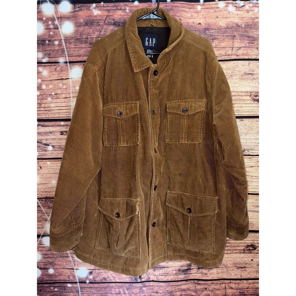 VTG Gap Jacket Mens Size L Corduroy Sherpa Lined Trucker Y2K Ranch Barn oversize